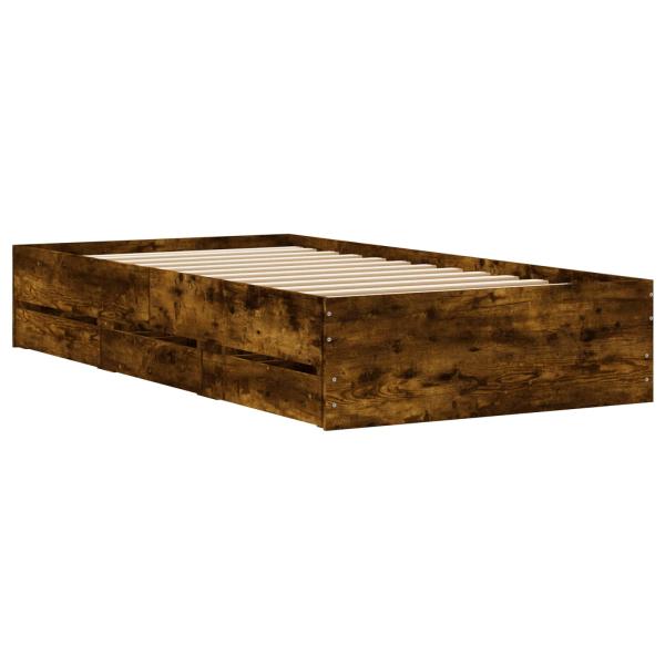 Bettgestell mit Stauraum Geräucherte Eiche Holzwerkstoff