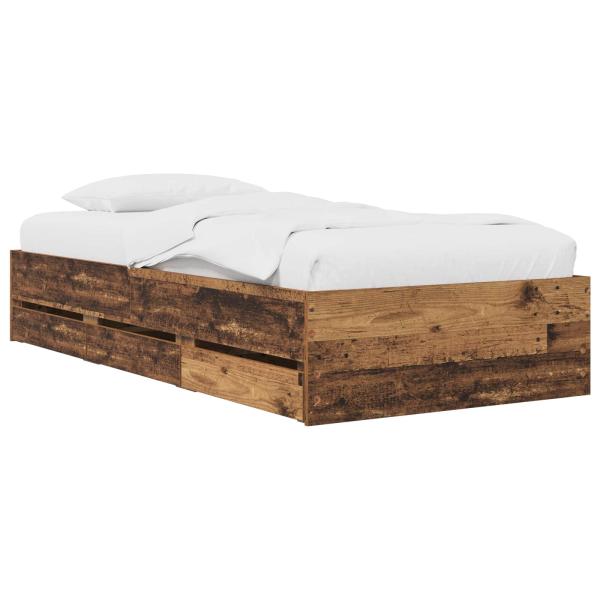 Bettgestell mit Stauraum mit Schubladen Altholz Holzwerkstoff