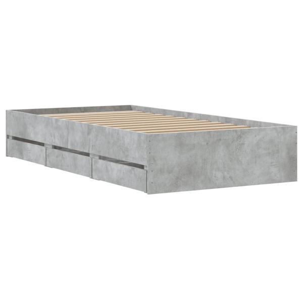 Bettgestell mit Stauraum mit Speicher Grau Sonoma Holzwerkstoff