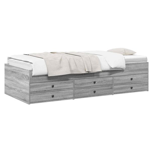 Bettgestell mit Stauraum Grau Sonoma 80 x 200 cm Holzwerkstoff
