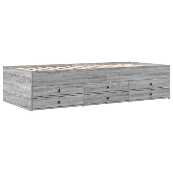 Bettgestell mit Stauraum Grau Sonoma 80 x 200 cm Holzwerkstoff