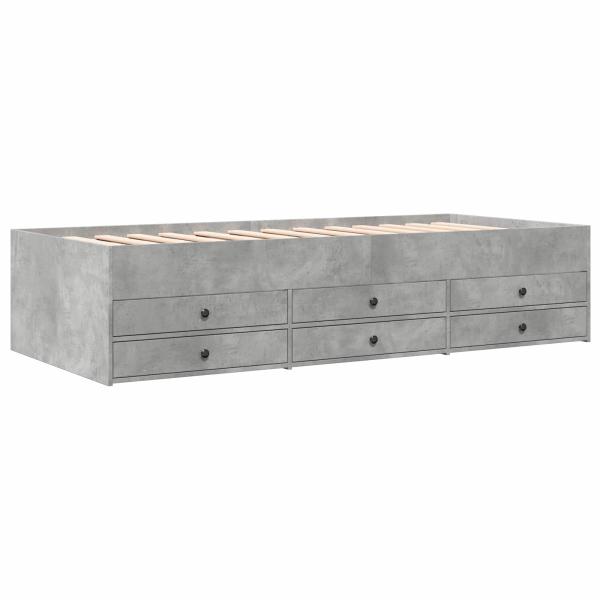Bettgestell mit Stauraum Betongrau 80 x 200 cm Holzwerkstoff