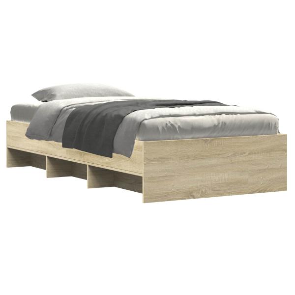 Bettrahmen mit Regal Sonoma-Eiche 80 x 200 cm Holzwerkstoff