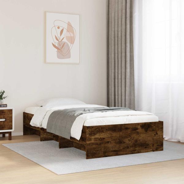 ARDEBO.de - Bettrahmen Geräucherte Eiche 80 x 200 cm Holzwerkstoff