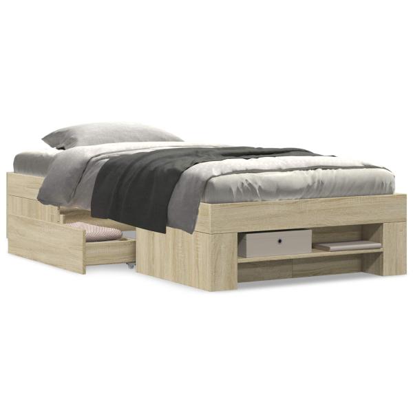 Bettgestell mit Stauraum Sonoma-Eiche 80 x 200 cm Holzwerkstoff