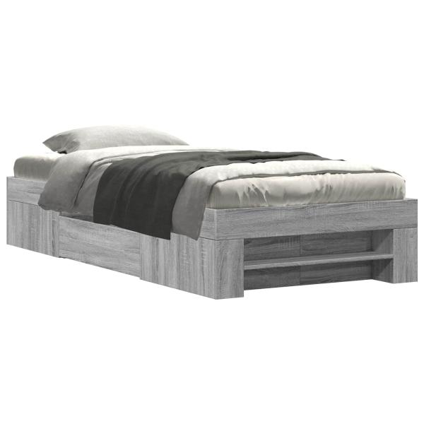 Bettgestell mit Stauraum Grau Sonoma 80 x 200 cm Holzwerkstoff