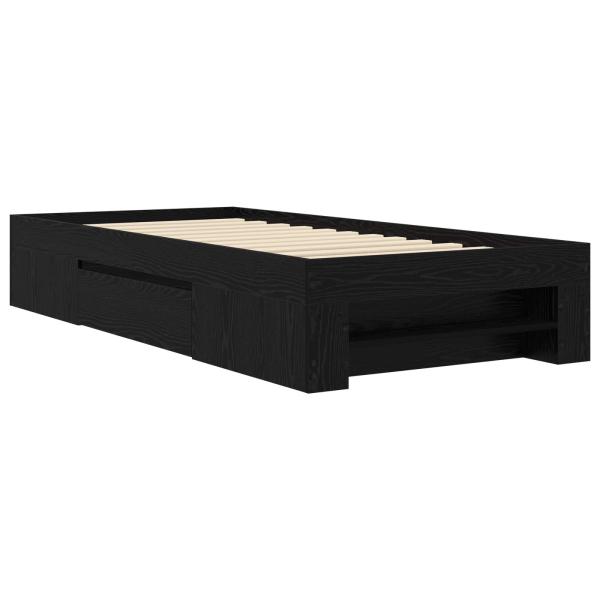Bettgestell mit Stauraum mit Regal Schwarze Eiche 80 x 200 cm