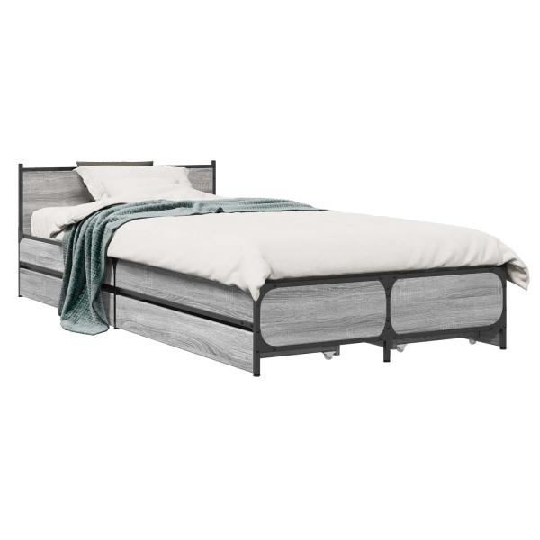 Bettgestell mit Kopfteil Grau Sonoma 80 x 200 cm Holzwerkstoff