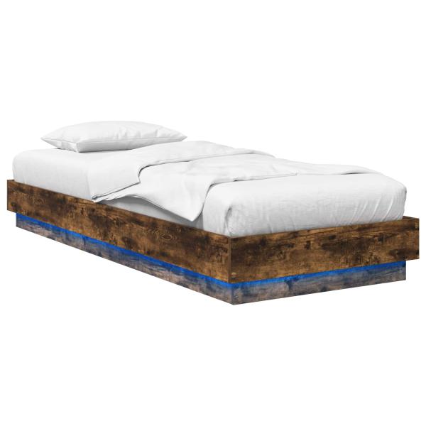 Bettgestell mit LED Geräucherte Eiche 80 x 200 cm Holzwerkstoff
