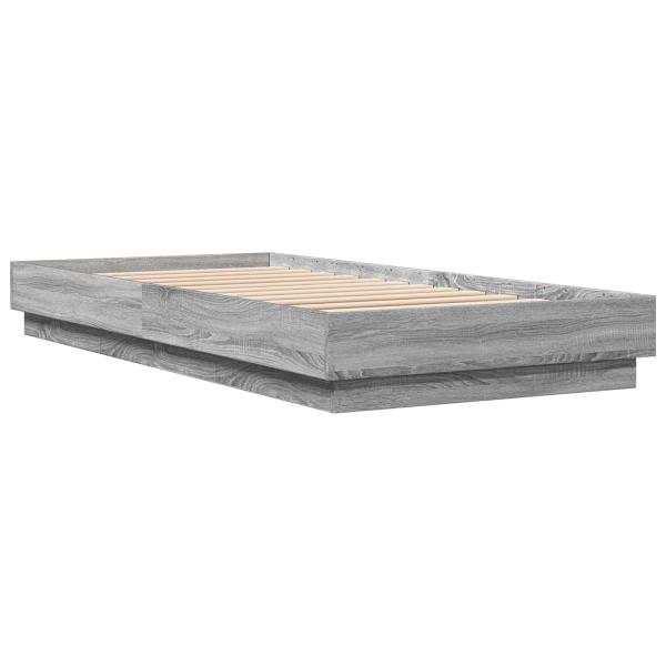 Bettgestell mit LED Grau Sonoma 80 x 200 cm Holzwerkstoff