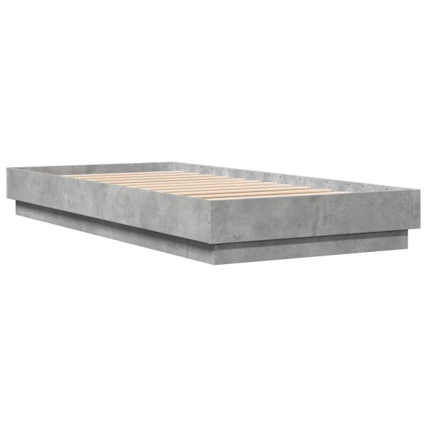 Bettgestell mit LED Betongrau 80 x 200 cm Holzwerkstoff