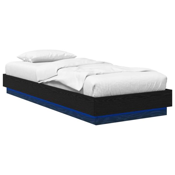 Bettgestell mit LED Schwarze Eiche 80 x 200 cm Holzwerkstoff