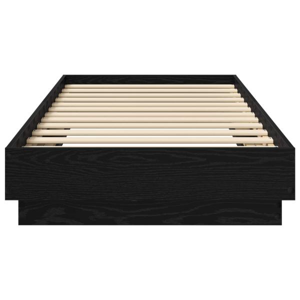 Bettgestell mit LED Schwarze Eiche 80 x 200 cm Holzwerkstoff