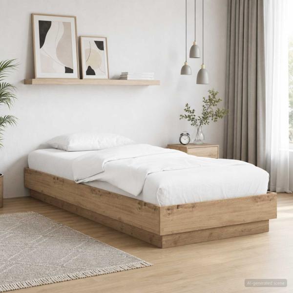 Bettgestell mit LED Kunsthandwerk Eiche 80 x 200 cm