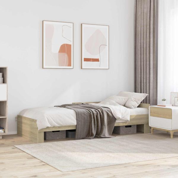 ARDEBO.de - Bettgestell mit Kopfteil Sonoma-Eiche 80 x 200 cm Holzwerkstoff