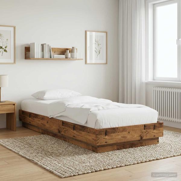 ARDEBO.de - Bodenbettgestell Altholz 80 x 200 cm Holzwerkstoff
