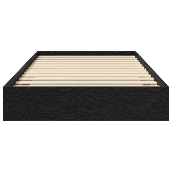 Bodenbettgestell Schwarz Eichen-Optik 80 x 200 cm Holzwerkstoff