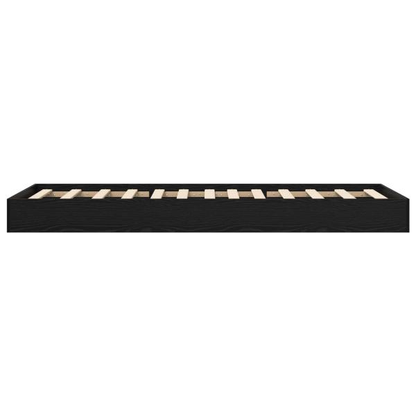 Bodenbettgestell Schwarz Eichen-Optik 80 x 200 cm Holzwerkstoff