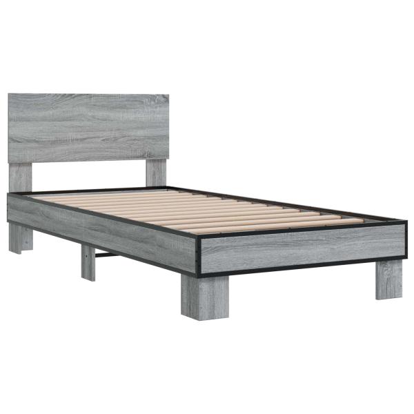 Bettgestell mit Kopfteil Grau Sonoma 80 x 200 cm Holzwerkstoff