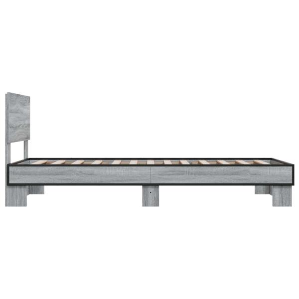 Bettgestell mit Kopfteil Grau Sonoma 80 x 200 cm Holzwerkstoff