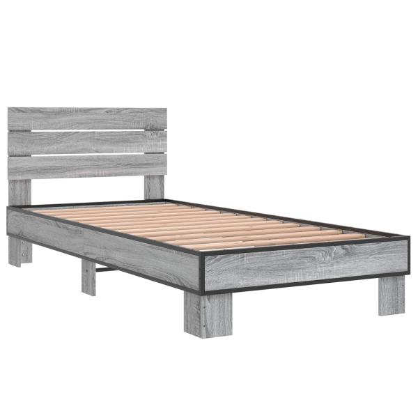 Bettgestell mit Kopfteil Grau Sonoma 80 x 200 cm Holzwerkstoff