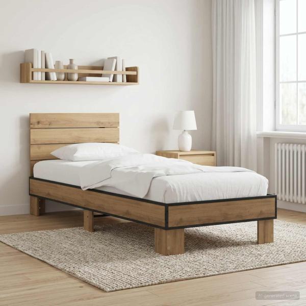 ARDEBO.de - Bettgestell mit Kopfteil Artisan-Eiche 80 x 200 cm