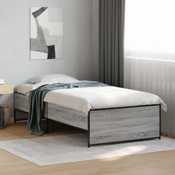 ARDEBO.de - Bettrahmen Grau Sonoma 80 x 200 cm Holzwerkstoff