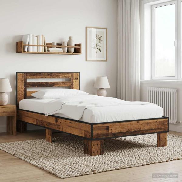 ARDEBO.de - Bettgestell mit Kopfteil Altholz 80 x 200 cm Holzwerkstoff