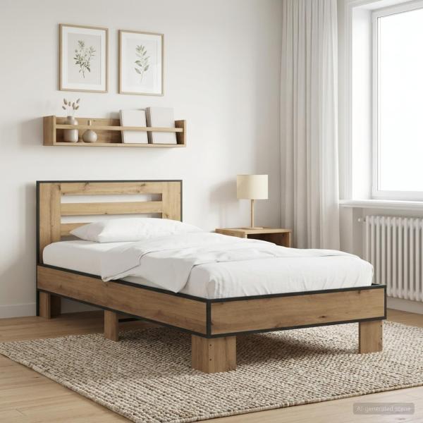 ARDEBO.de - Bettgestell mit Kopfteil Artisan-Eiche 80 x 200 cm