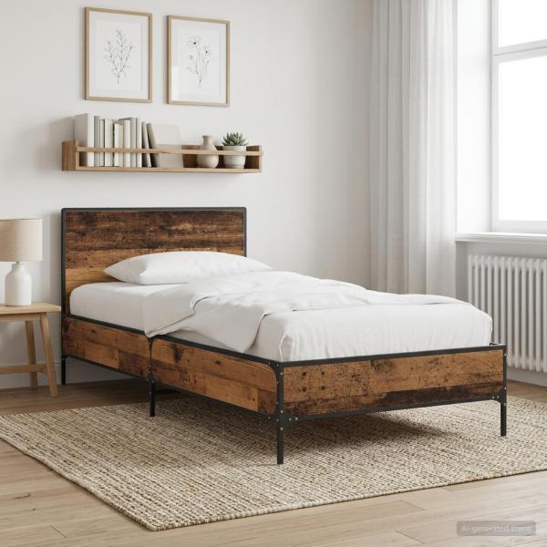 ARDEBO.de - Bettgestell mit Kopfteil Altholz 80 x 200 cm Holzwerkstoff