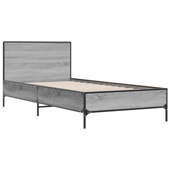 Bettgestell mit Kopfteil Grau Sonoma 80 x 200 cm Holzwerkstoff