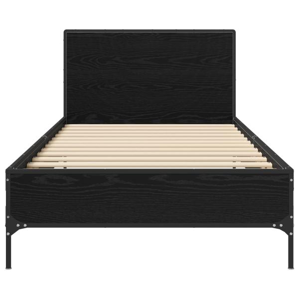 Bettgestell mit Kopfteil Schwarz Eichen-Optik 80 x 200 cm