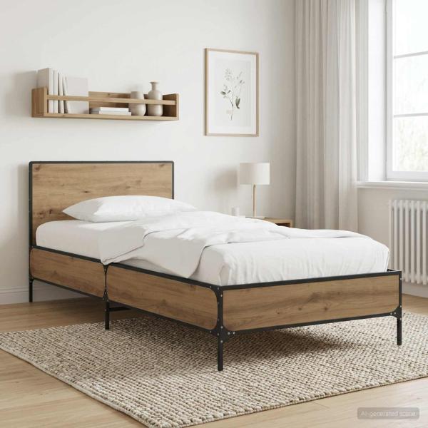ARDEBO.de - Bettgestell mit Kopfteil Kunsthandwerk Eiche 80 x 200 cm