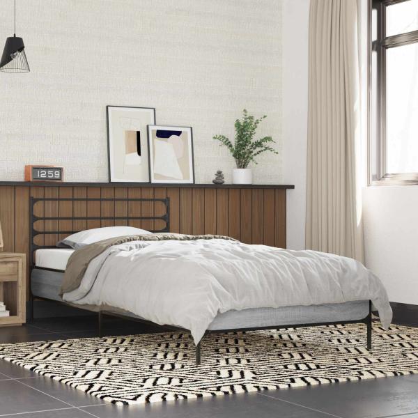 ARDEBO.de - Bettrahmen Grau Sonoma 80 x 200 cm Holzwerkstoff
