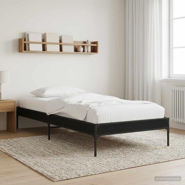 ARDEBO.de - Bettrahmen Schwarz Eichen-Optik 80 x 200 cm Holzwerkstoff