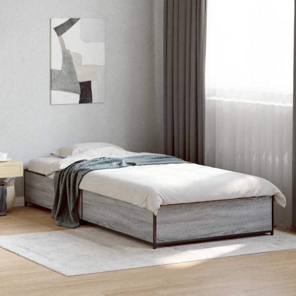 ARDEBO.de - Bettrahmen Grau Sonoma 80 x 200 cm Holzwerkstoff