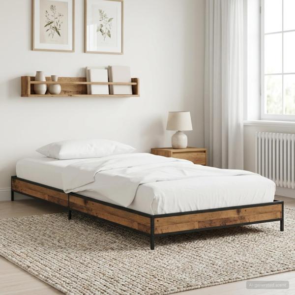 ARDEBO.de - Bettrahmen Altholz 80 x 200 cm Holzwerkstoff