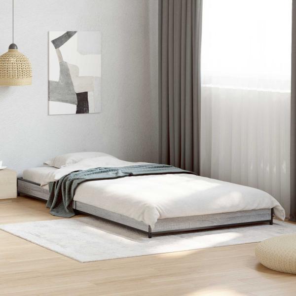 ARDEBO.de - Bettrahmen Grau Sonoma 80 x 200 cm Holzwerkstoff
