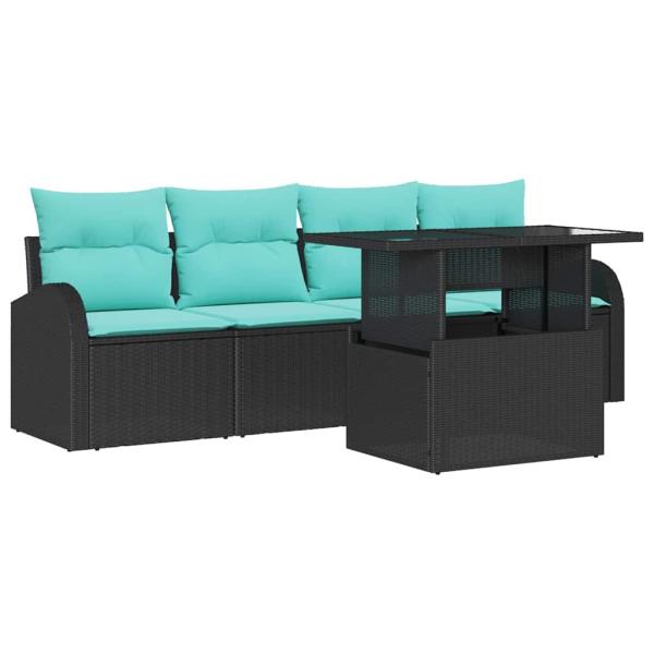 Gartensofa-set 5 stk. Schwarz Poly Rattan