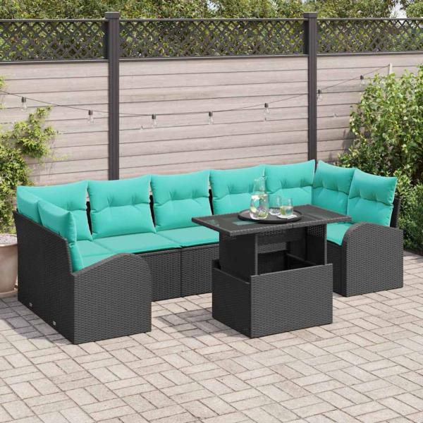 ARDEBO.de - Gartensofa-set 8 stk. Schwarz Poly Rattan