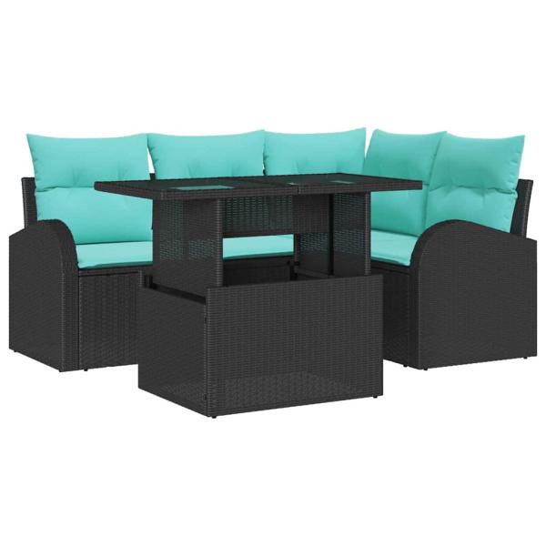 Gartensofa-set 5 stk. 4-Sitzanzahl Schwarz Poly Rattan