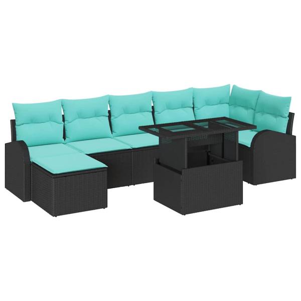 Gartensofa-set 8 Stk. Schwarz Poly Rattan