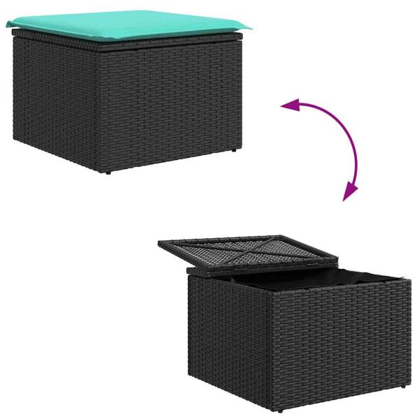Gartensofa-set 8 Stk. Schwarz Poly Rattan