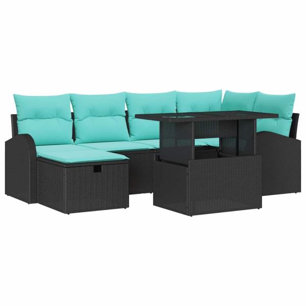 Gartensofa-set 7 Stk. Schwarz Poly-Rattan