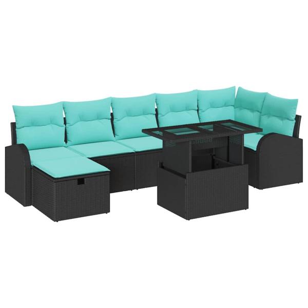 Gartensofa-set 8 Stk. Schwarz Poly-Rattan