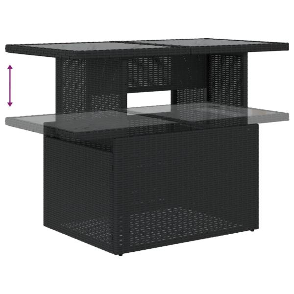 8-teiliges Gartensofa-Set mit Kissen, schwarzes Polyrattan