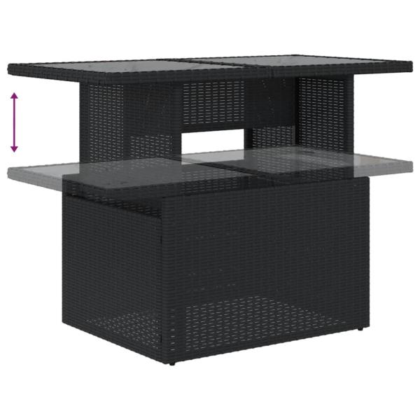 10-teiliges Gartensofa-Set mit Kissen, schwarzes Polyrattan