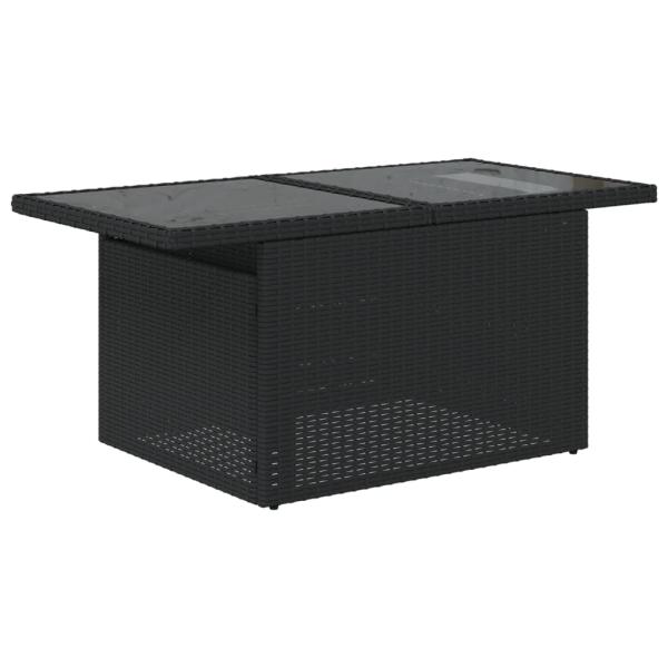 5-teiliges Gartensofa-Set mit Kissen, schwarzes Polyrattan