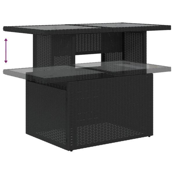 5-teiliges Gartensofa-Set mit Kissen, schwarzes Polyrattan