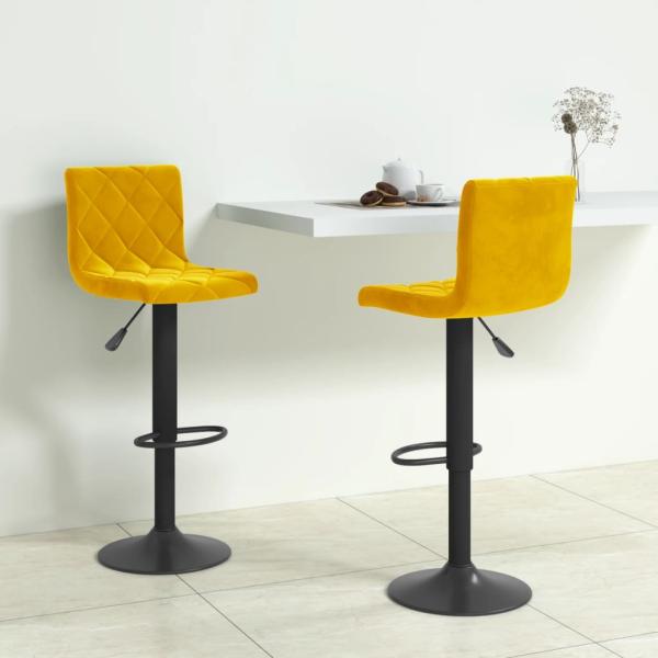 ARDEBO.de - Barhocker 2 Stk. Senfgelb Samt